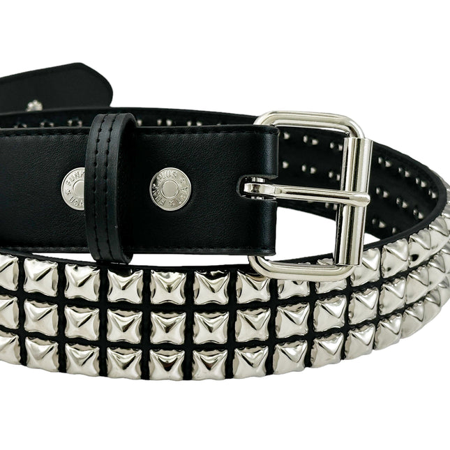 BT104VG  PREMIUM VEGAN LEATHER 3 ROW STUDDED BELT USA MADE