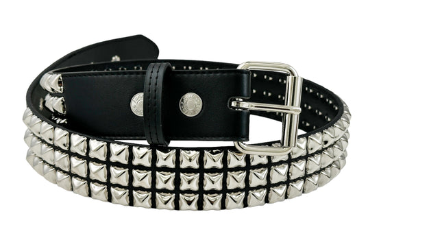 BT104VG  PREMIUM VEGAN LEATHER 3 ROW STUDDED BELT USA MADE