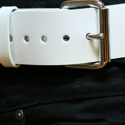 BT104VG-WT-BS  3 ROW PYRAMID STUDDED  BELT VEGAN