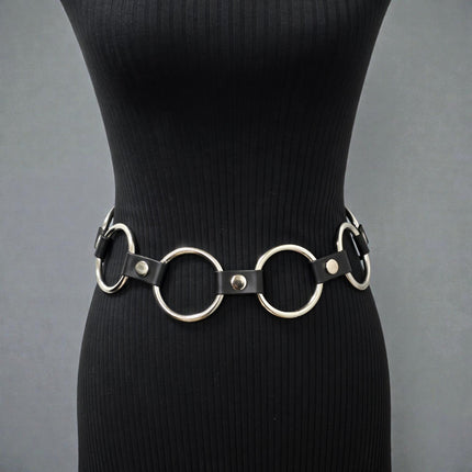 BT106BR  LARGE 1/2"  RIVET LEATHER LINK  2" RING LINK BELT