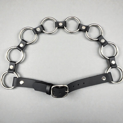 BT106BR  LARGE 1/2"  RIVET LEATHER LINK  2" RING LINK BELT
