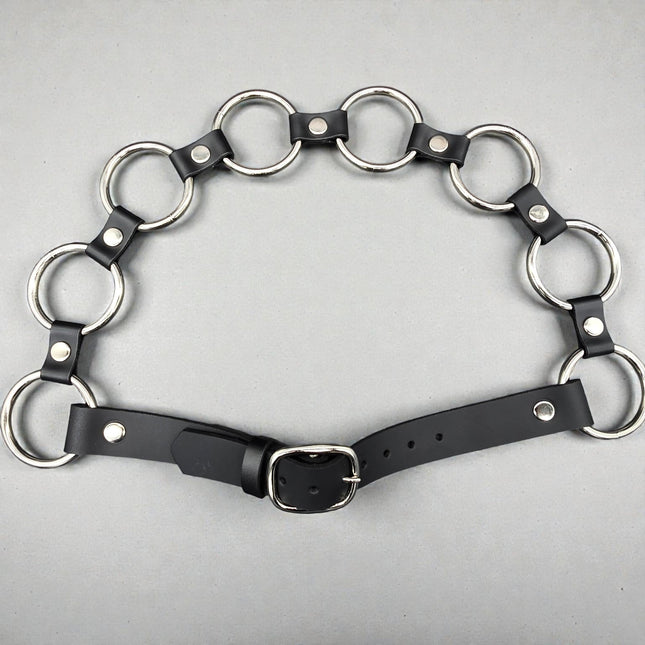 BT106BR  LARGE 1/2"  RIVET LEATHER LINK  2" RING LINK BELT