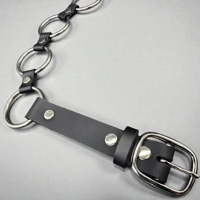 BT106BR  LARGE 1/2"  RIVET LEATHER LINK  2" RING LINK BELT