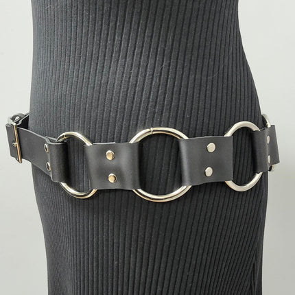 BT106WD  1 1/2" DOUBLE RIVET LEATHER LINK 2" RING BELT