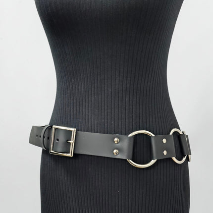 BT106WD  1 1/2" DOUBLE RIVET LEATHER LINK 2" RING BELT