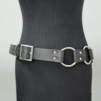 BT106WD  1 1/2" DOUBLE RIVET LEATHER LINK 2" RING BELT