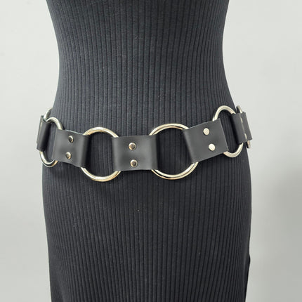 BT106WD  1 1/2" DOUBLE RIVET LEATHER LINK 2" RING BELT