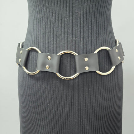 BT106WD  1 1/2" DOUBLE RIVET LEATHER LINK 2" RING BELT