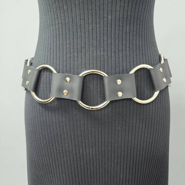 BT106WD  1 1/2" DOUBLE RIVET LEATHER LINK 2" RING BELT
