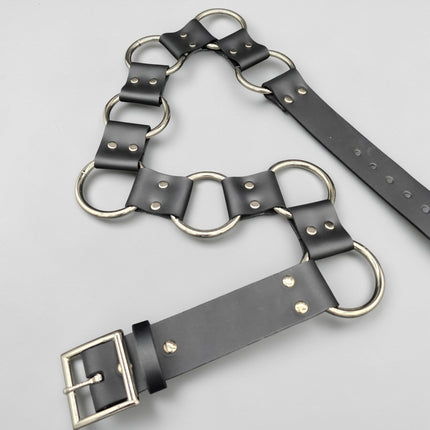 BT106WD  1 1/2" DOUBLE RIVET LEATHER LINK 2" RING BELT