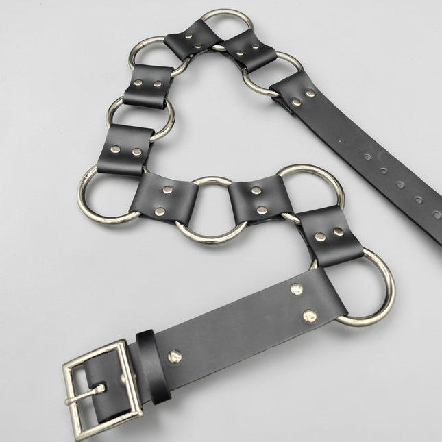 BT106WD  1 1/2" DOUBLE RIVET LEATHER LINK 2" RING BELT