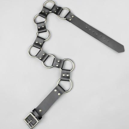 BT106WD  1 1/2" DOUBLE RIVET LEATHER LINK 2" RING BELT