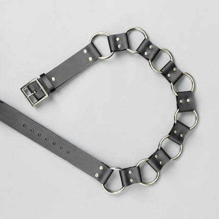 BT106WD  1 1/2" DOUBLE RIVET LEATHER LINK 2" RING BELT