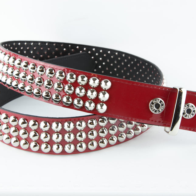 BT108VG  PREMIUM VEGAN LEATHER 3 ROW CONICAL STUD BELT
