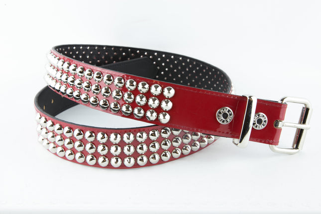 BT108VG  PREMIUM VEGAN LEATHER 3 ROW CONICAL STUD BELT