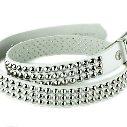 BT108VG  PREMIUM VEGAN LEATHER 3 ROW CONICAL STUD BELT
