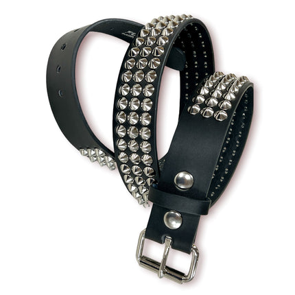 BT108VG  PREMIUM VEGAN LEATHER 3 ROW CONICAL STUD BELT