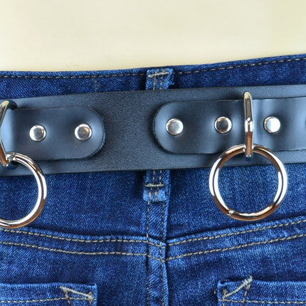 BT109VG  VEGAN LEATHER MEDIUM  O RING BONDAGE BELT