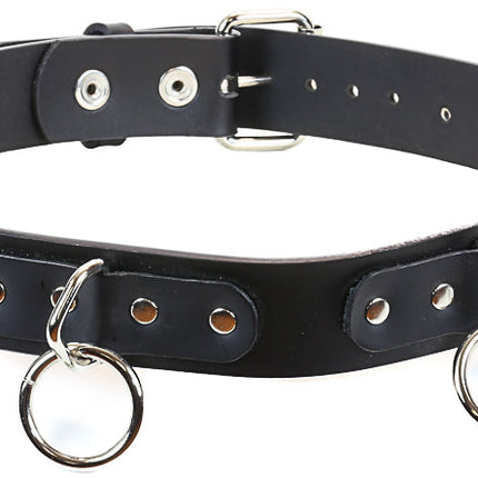 BT109 BLACK MEDIUM LOOPS & RINGS BELT, 1 1/2" WIDE