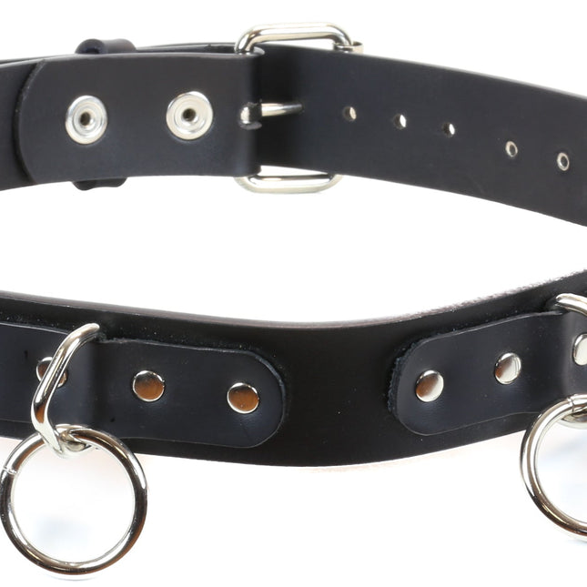 BT109 BLACK MEDIUM LOOPS & RINGS BELT, 1 1/2" WIDE