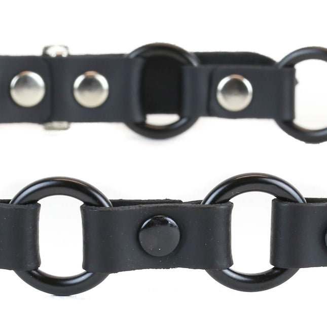 BT110-3/4-BS BLACK LEATHER 3/4" BLACK RING LINK BELT