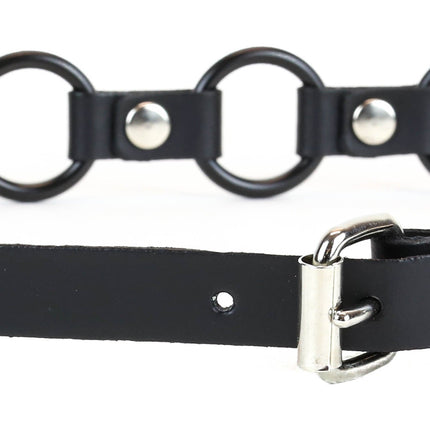 BT110-BS BLACK LEATHER 1" RING LINK BELT
