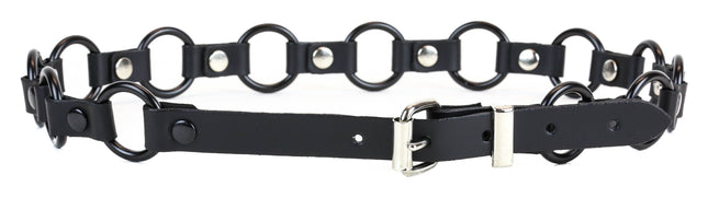 BT110-BS BLACK LEATHER 1" RING LINK BELT