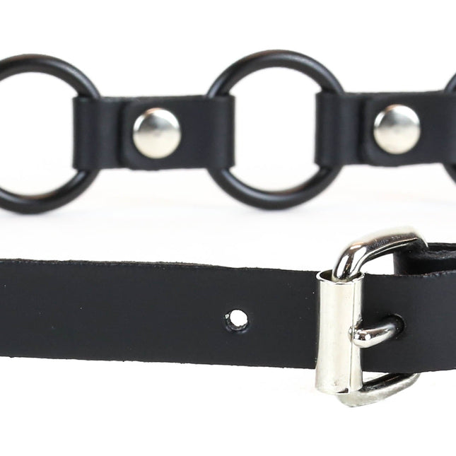 BT110-BS BLACK LEATHER 1" RING LINK BELT
