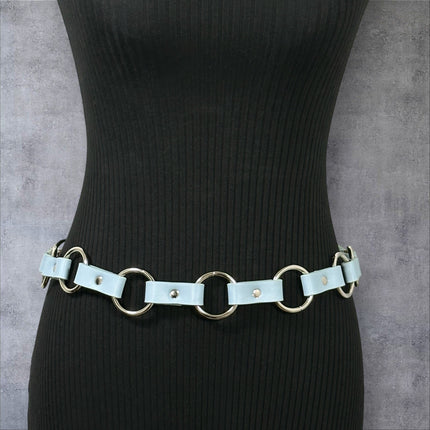 BT110M-BLUE  VEGAN LEATHER 1 1/4" RING LINK BELT