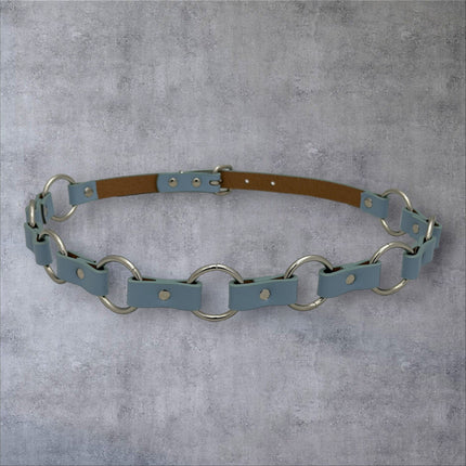 BT110M-BLUE  VEGAN LEATHER 1 1/4" RING LINK BELT