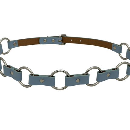 BT110M-BLUE  VEGAN LEATHER 1 1/4" RING LINK BELT