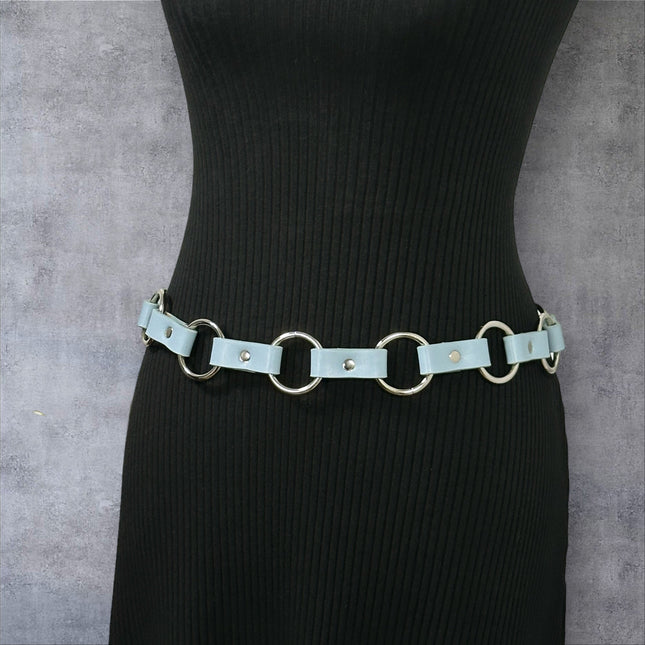 BT110M-BLUE  VEGAN LEATHER 1 1/4" RING LINK BELT