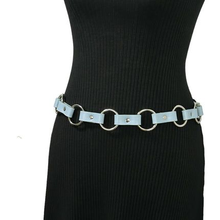 BT110M-BLUE  VEGAN LEATHER 1 1/4" RING LINK BELT