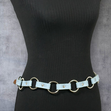 BT110M-BLUE  VEGAN LEATHER 1 1/4" RING LINK BELT
