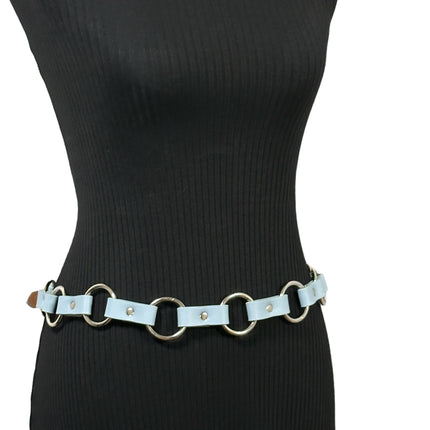 BT110M-BLUE  VEGAN LEATHER 1 1/4" RING LINK BELT