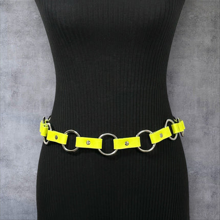 BT110M-YELLOW   VEGAN LEATHER 1 1/4" RING LINK BELT