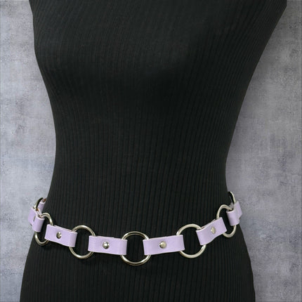 BT110M-PURPLE   VEGAN LEATHER 1 1/4" RING LINK BELT