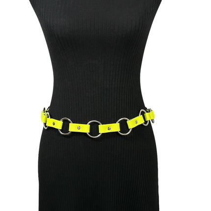 BT110M-YELLOW   VEGAN LEATHER 1 1/4" RING LINK BELT