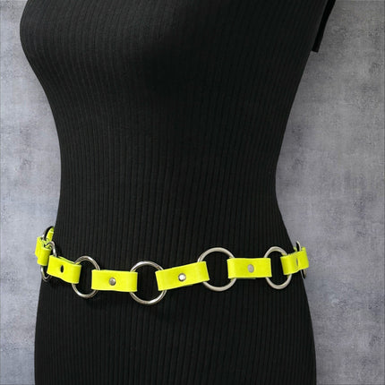 BT110M-YELLOW   VEGAN LEATHER 1 1/4" RING LINK BELT