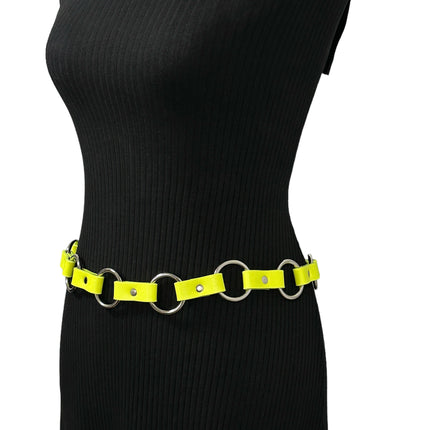 BT110M-YELLOW   VEGAN LEATHER 1 1/4" RING LINK BELT