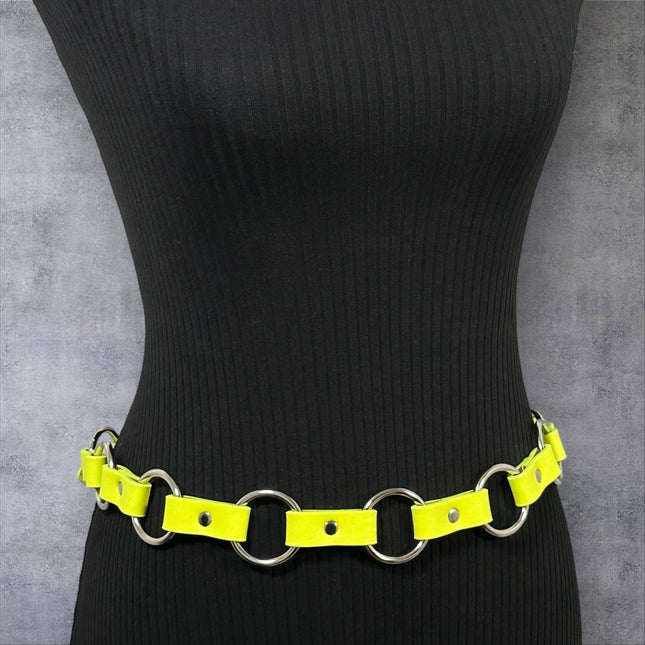 BT110M-YELLOW   VEGAN LEATHER 1 1/4" RING LINK BELT
