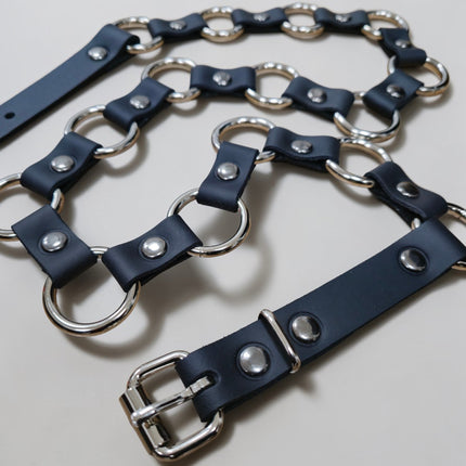 BT110 1 1/4" GENUINE LEATHER  RING LINK BELT