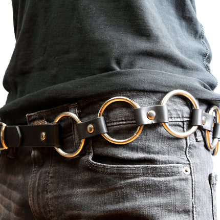 BT110 1 1/4" GENUINE LEATHER  RING LINK BELT