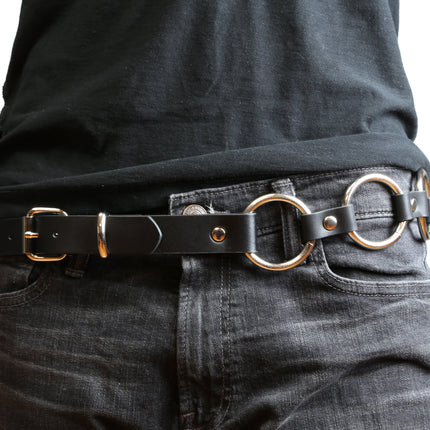 BT110 1 1/4" GENUINE LEATHER  RING LINK BELT