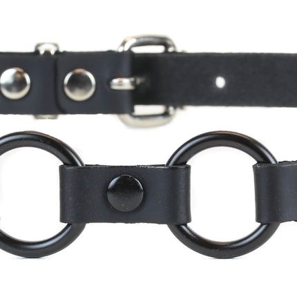 BT110-BS BLACK LEATHER 1" RING LINK BELT