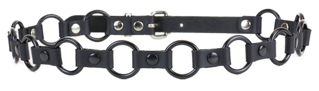 BT110-BS BLACK LEATHER 1" RING LINK BELT