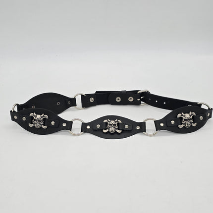 BT110DEVIL CROSS BONE LINK RING BELT GENUINE LEATHER