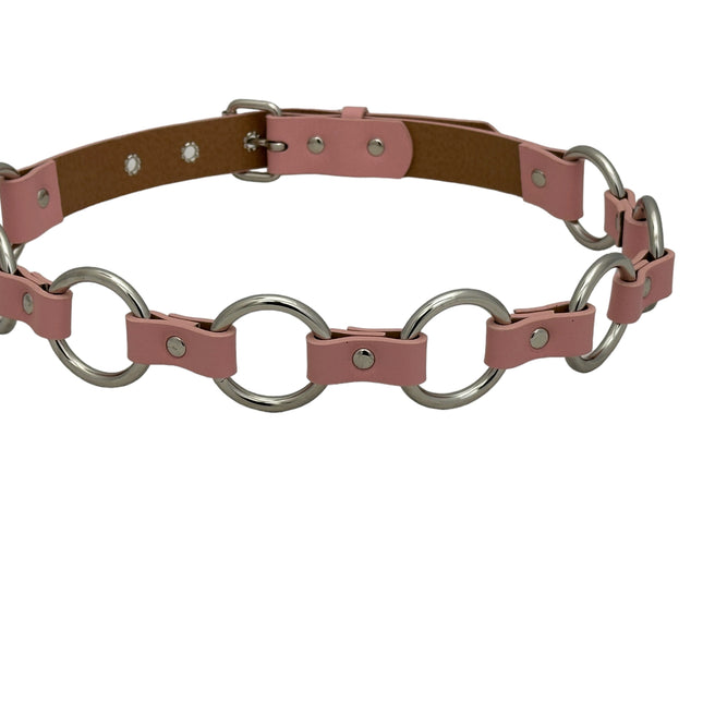 BT110M-PINK PASTEL VEGAN LEATHER 1 1/4" RING LINK BELT