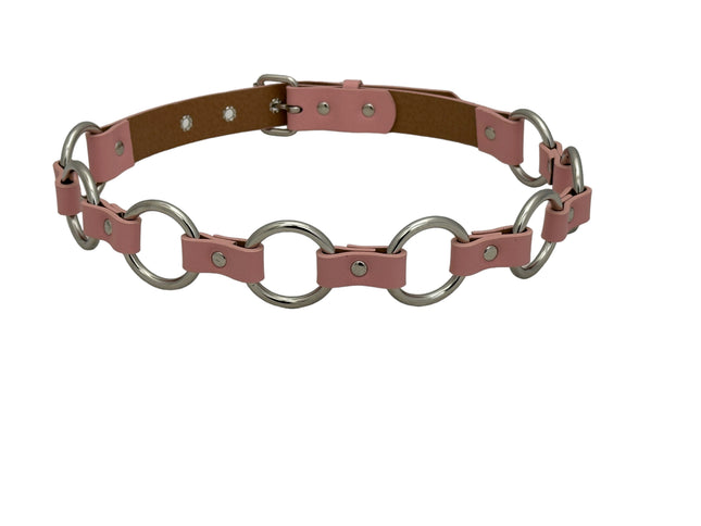 BT110M-PINK PASTEL VEGAN LEATHER 1 1/4" RING LINK BELT