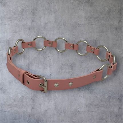 BT110M-PINK PASTEL VEGAN LEATHER 1 1/4" RING LINK BELT